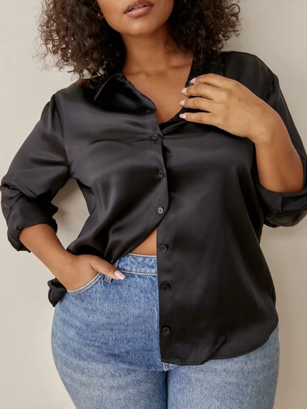 NWOT Reformation Sky Relaxed Silk Top Es in Black